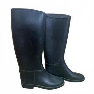 Winner Made in Israel Rubber Rain Boots Black Tall Muck Mud Boots Womens Size 4